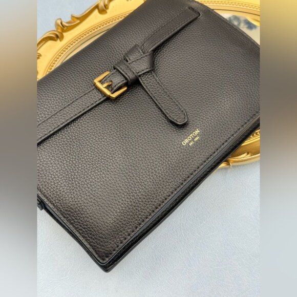🆕 OROTON 🧿 NWOT Margot Crossbody, Black Pebble Leather - Picture 16 of 16
